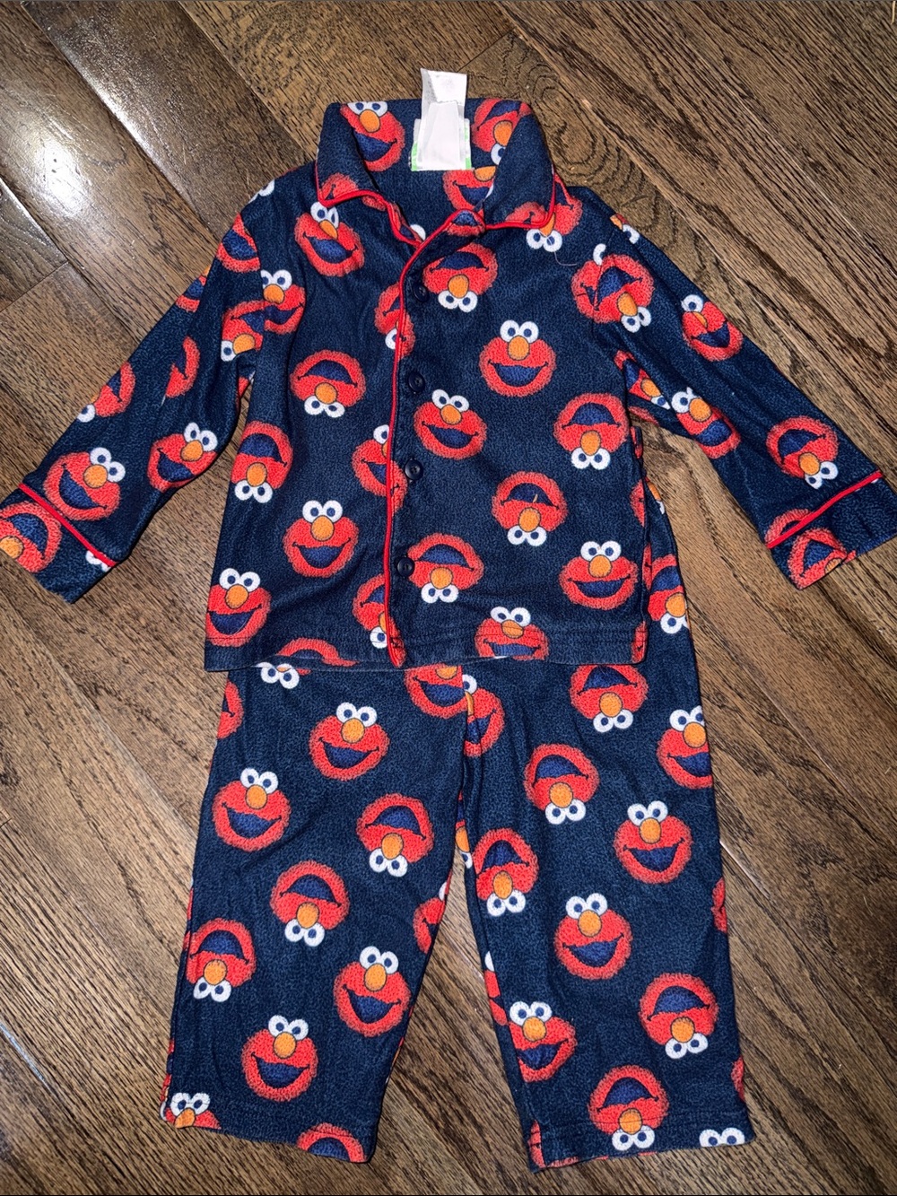 Vintage Y2K Sesame Street Elmo Fleece Pajama Set 2T Button Front